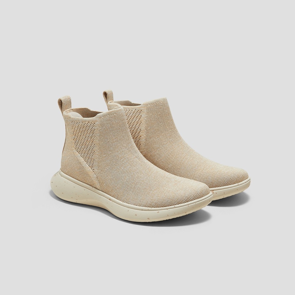 VIVAIA Aria Flat Booties Women‎ Beige Knit Water Repellent Chelsea Style Size 9
